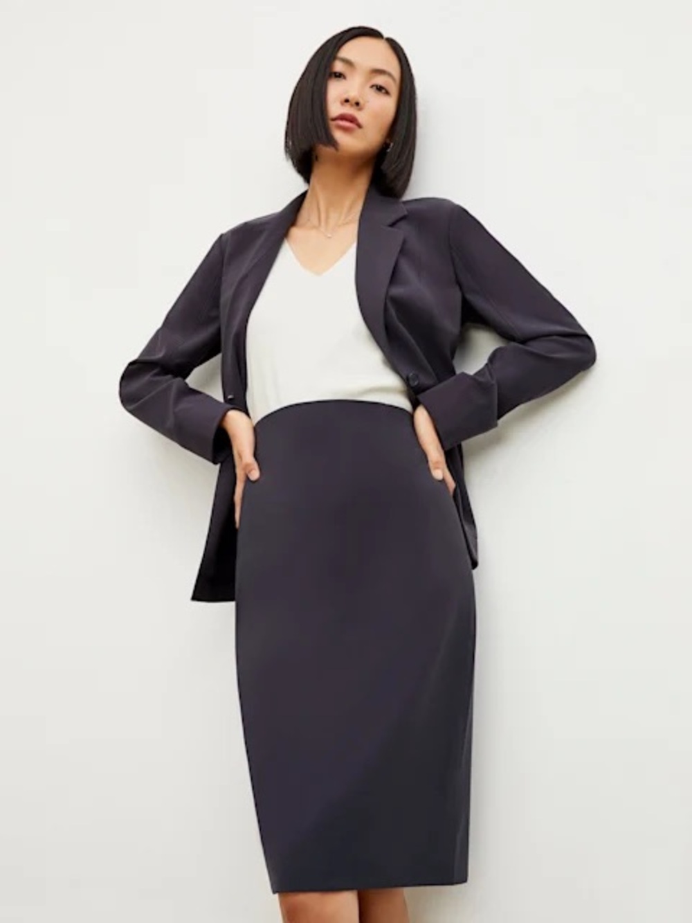 M.M. LaFleur The Cobble Hill Skirt - OrigamiTech in Cool Charcoal